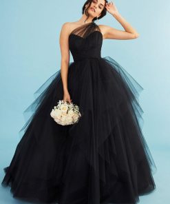 Black Wedding Dresses A-Line Sleeveless Tulle Bridal Gown