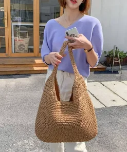 Casual Straw Wicker Woven Handmade Beach Large Totes Bohemia Handbags