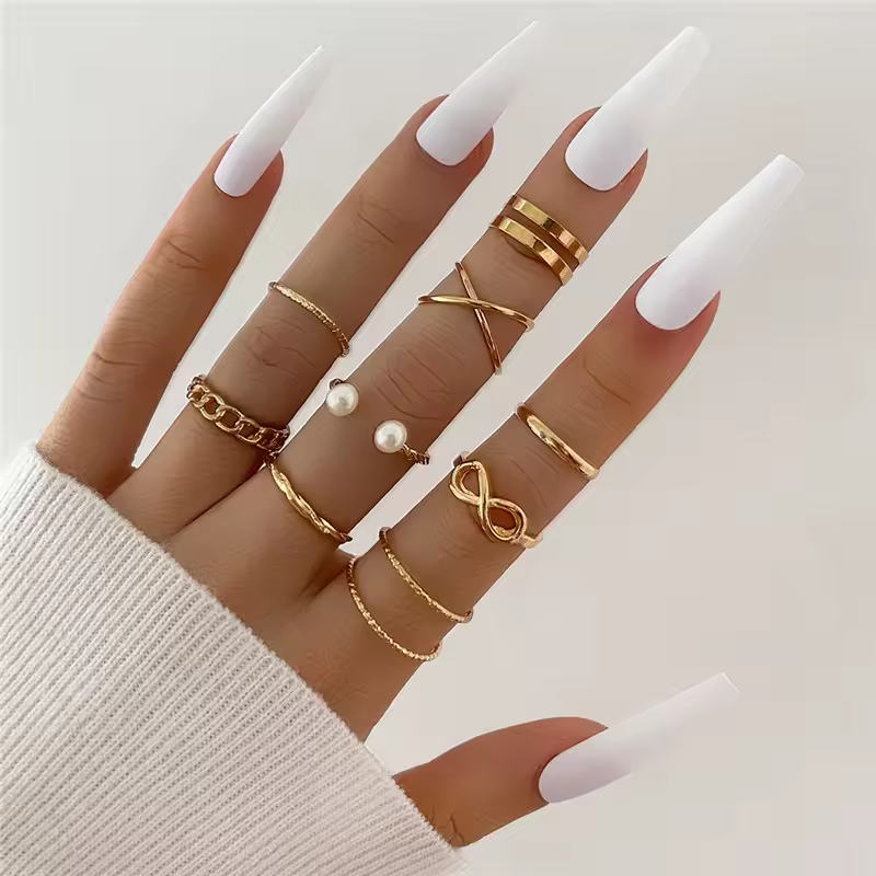 Classic Crystal Geometric Heart Moon Arrow Flower Copper Ring