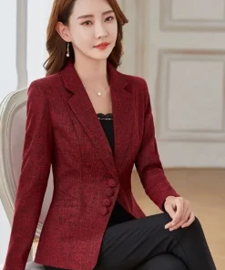 Formal Slim Single Breasted Business Style Medium Stretch Blazer
