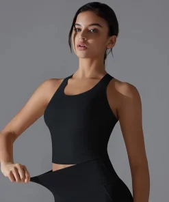 Trendy Shock-absorbing Cross Shoulder Straps Fitness Crop Top