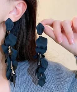 Vintage Exaggerated Temperament Fashion Flowers Long Tassel Dangle Earrings